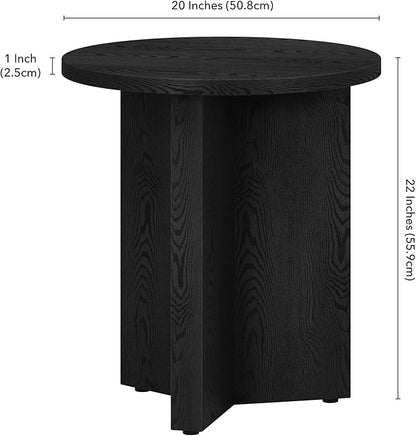 Henn&Hart 20" Wide Round Side Table in Black Grain, for Home, Living Room, Bedroom, Entertainment Room or Office