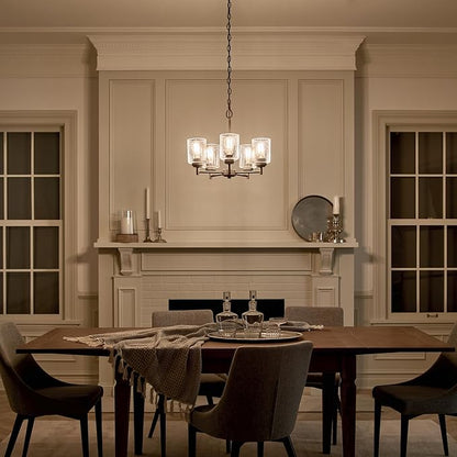 Kichler Winslow 19.75" 5-Light Chandelier Light with Clear Seeded Glass in Black for Kitchen, Bar, Dining Room, Living Room (19.75" x 16.25"), 44030BK
