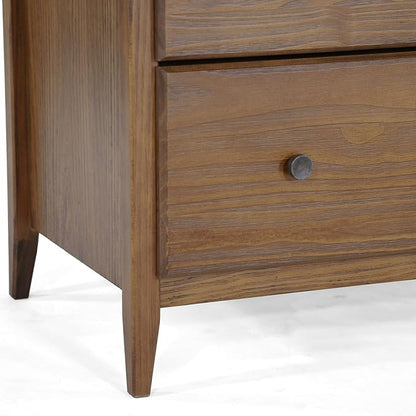 Grain Wood Furniture Greenport 5-Drawer Chest, Solid Wood with Brushed Walnut Finish