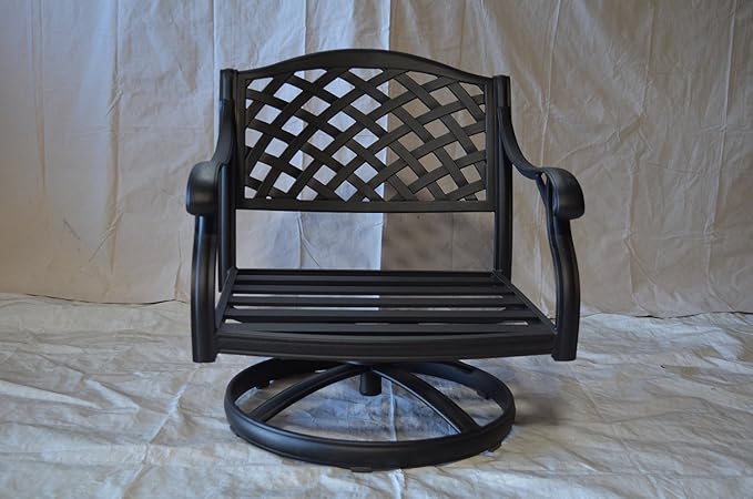 Nassau Cast Aluminum Powder Coated 4 Swivel Rocker Club Chairs with Walnut Seat Cushions - Antique Bronze