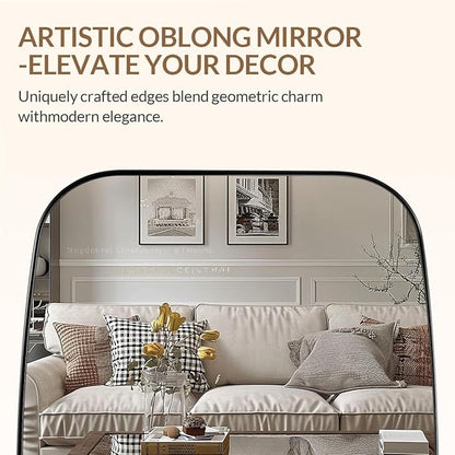 ANDY STAR Brushed Nickel Bathroom Mirror, 30x40” Oblong Mirror with Stainless Steel Metal Frame, Silver Oval Vanity Mirror for Over Sink, Modern Anti Rust Wall Mounted