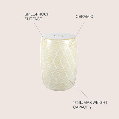 JONATHAN Y TBL1019B Moroccan Diamonds 18" Ceramic Drum Indoor/Outdoor Garden Stool Coastal, Contemporary, Transitional, Patio, Garden Room, Bathroom, Living Room, Yellow
