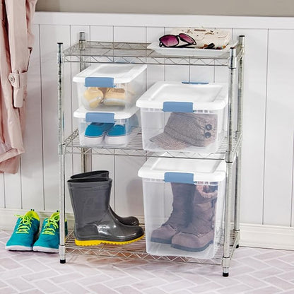 Sterilite 12-Pack Latching Box, Under Bed Storage Bins with Lids, Clear Plastic, 6 Quart - Heavy-Duty Organizing Containers for Closet, Bathroom, and Office