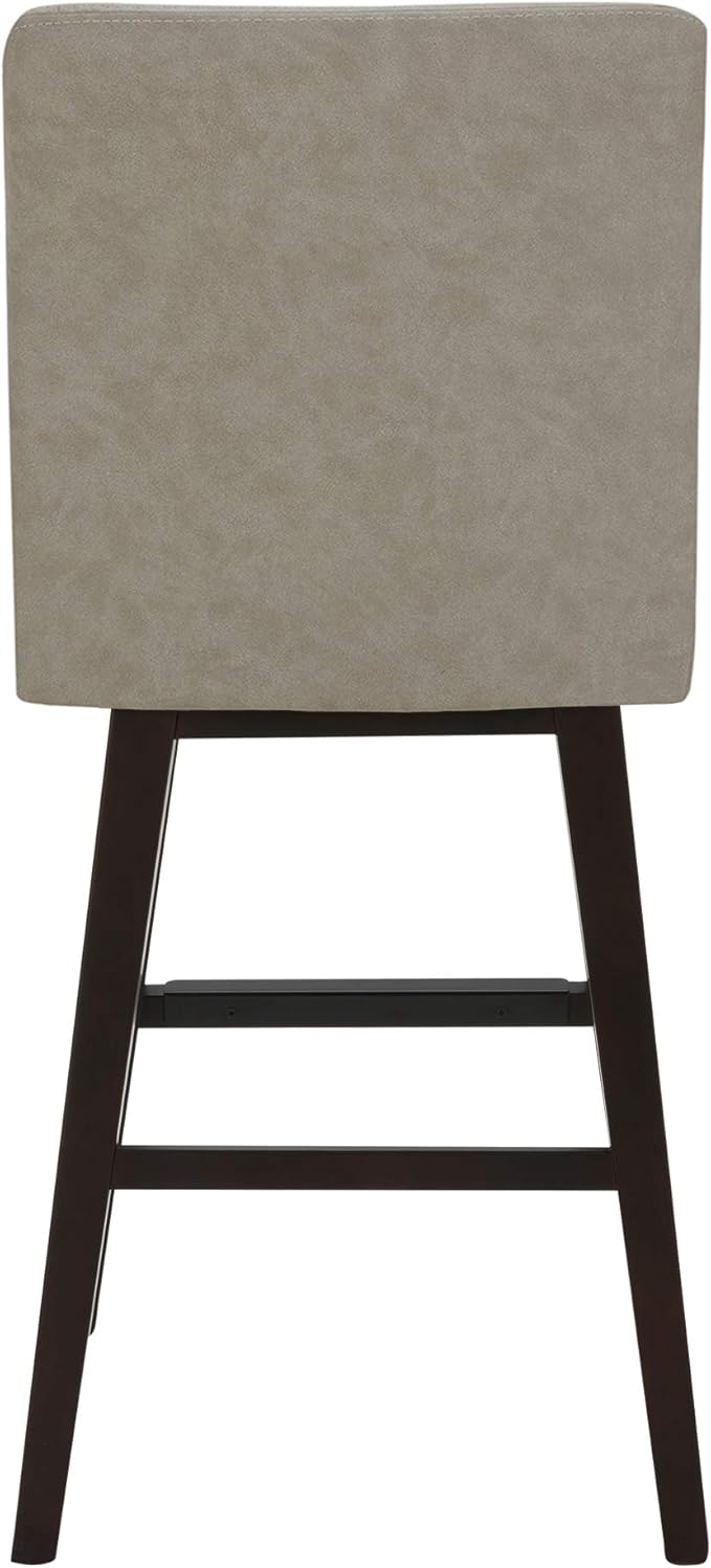CHITA Counter Height Swivel Bar Stools Set of 3, FSC Certified Upholstered Faux Leather Barstool Chairs with Back, 26.8" H Seat Height, PU Leather in Stone Grey