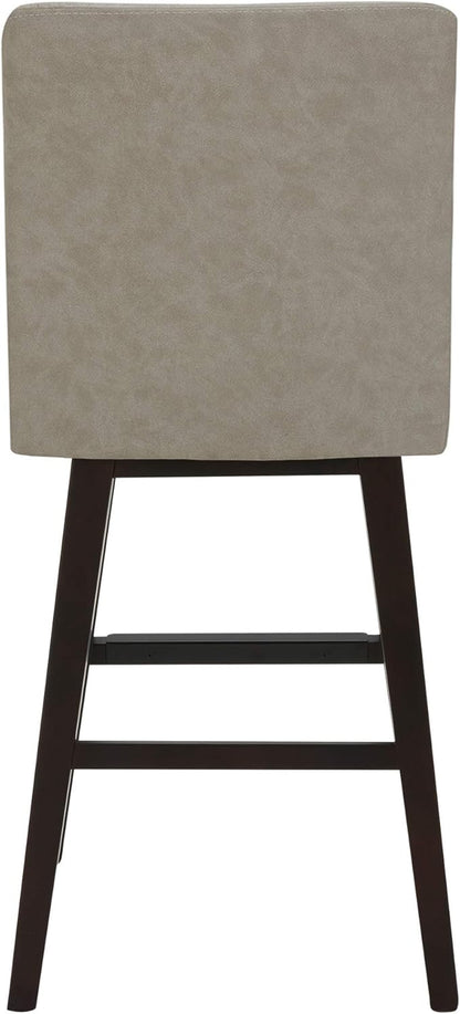 CHITA Counter Height Swivel Bar Stools Set of 3, FSC Certified Upholstered Faux Leather Barstool Chairs with Back, 26.8" H Seat Height, PU Leather in Stone Grey