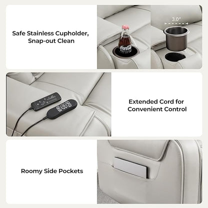 CHITA Electric Power Lift Recliner Chair for Elderly with Massage and Heat, Large Lay Flat Genuine Leather Recliner Chair with Cup Holders, USB Ports, Power Headrest, Independent Backrest, Light Gray