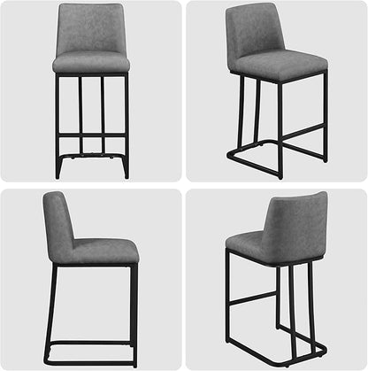 Yaheetech Counter Height Bar Stools 24'' Kitchen Bar Stools Set of 4 Upholstered Modern Island Chairs with Back and Metal Legs Farmhouse Bar Chairs for Kitchen Counter, Gray