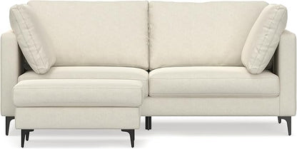 SIMPLIHOME Ava Sofa and Ottoman in 100% Recycled Polyester Performance Fabric, Cream, 76-inch-Wide 2-Seater Loveseat and Matching 36-inch-Wide Table Ottoman for Living Room, 2-Piece Set