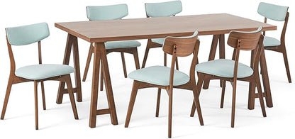 Christopher Knight Home Warren Mid-Century Modern 7 Piece Dining Set with A-Frame Table, Mint and Walnut