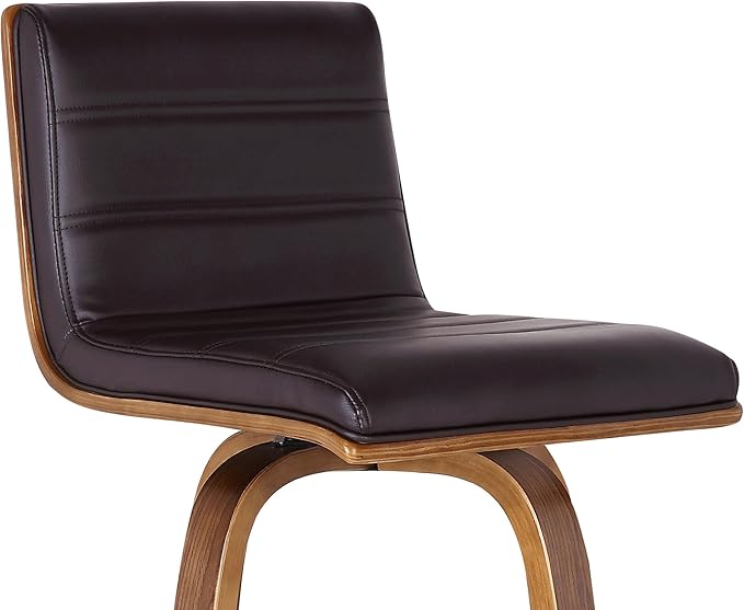 Vienna 30" Swivel Bar Stool in Walnut Wood Finish with Brown Faux Leather - Set of 4
