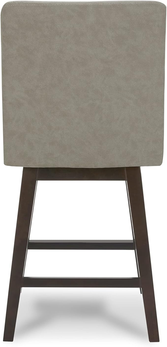 CHITA Counter Height Swivel Barstool, FSC Certified Upholstered Bar Stool, 26.8" H Seat Height, PU Leather in Stone Gray