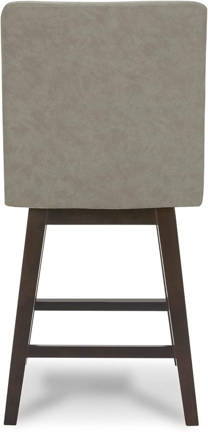 CHITA Counter Height Swivel Barstool, FSC Certified Upholstered Bar Stool, 26.8" H Seat Height, PU Leather in Stone Gray