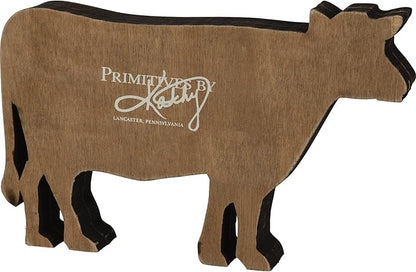 Primitives by Kathy Home is Where The Herd is Cow Black White Farmhouse Chunky Sitter Tier Tray Wood