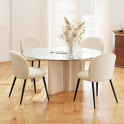 Upholstered Dining Chairs Set of 2, Modern Kitchen Side Chair with Padded Seat Comfortable Chenille Fabric Study Matel Legs,Desk Chairs with Back for Dining Room Kitchen, Beige