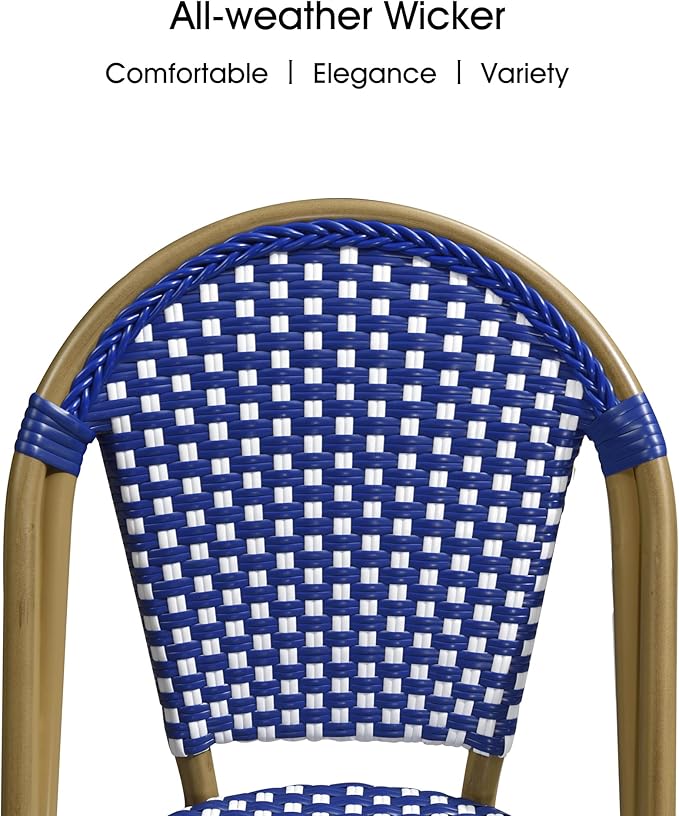 PURPLE LEAF 9 Pieces Outdoor Dining Set Patio Furniture Set with Aluminum Table and French Bistro Chairs for Garden Backyard Deep Blue Patio Dining Set