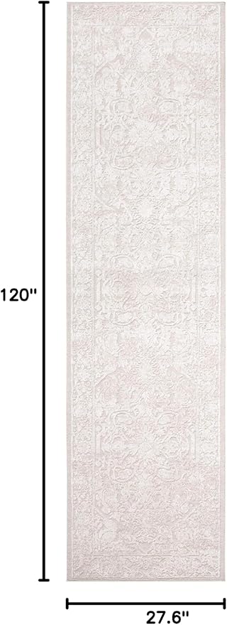 SAFAVIEH Reflection Collection Runner Rug - 2'3" x 10', Cream & Ivory, Non-Shedding & Easy Cleaning, Ideal for Living Room, Bedroom (RFT665D)