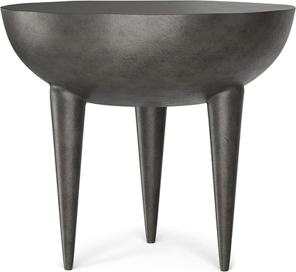 SIMPLIHOME Otto Cast Aluminum Side Table in Graphite, 21-inch Round, Rust-Resistant Metal Accent Table for Living Room, Bedroom, Fully Assembled