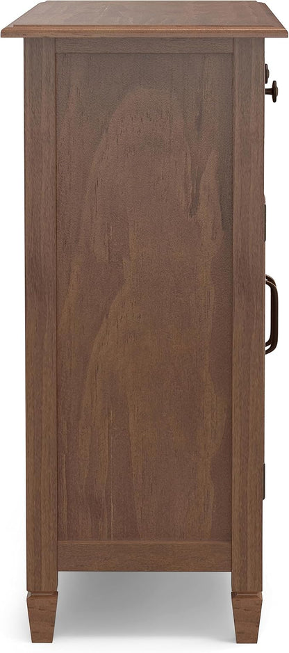 SIMPLIHOME Connaught 40-inch Wide Solid Wood Storage Cabinet in Medium Saddle Brown for Entryway, Living Room, Organizer for Hats, Gloves, Shoes, Keys, Slim Design, Traditional Style