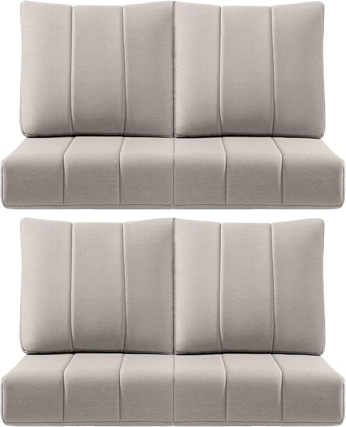 Luxury 24x24x6 Inch Kitty Outdoor Chair Cushions Set of 4 - Heavy Duty Water-Resistant Cushion for Patio Furniture Dining Gliding Rocking Chair Loveseat L-Shape Sofa - Beige