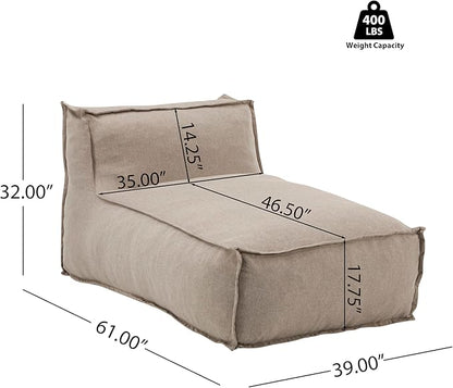Christopher Knight Home Natty Outdoor Bean Bag Chair, Fabric Bean Bag Chair for Adults and Kids, Indoor/Outdoor Sun Lounger, Patio Lounge Chair, Patio Chaise Lounge, Dark Beige