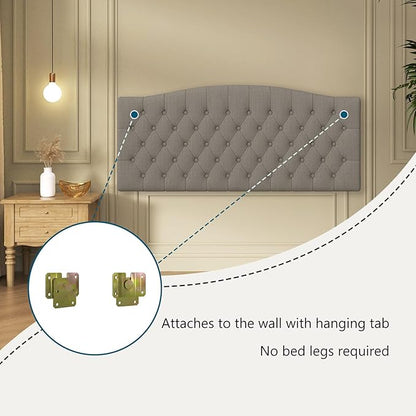 Linen Upholstered Headboard Queen/Full Size Latest Model Wall Mount, Bed Frame Mount, Featuring High-Density Sponge Padding, Luxury Texture Easy Assembly Comfort and Style-Linen