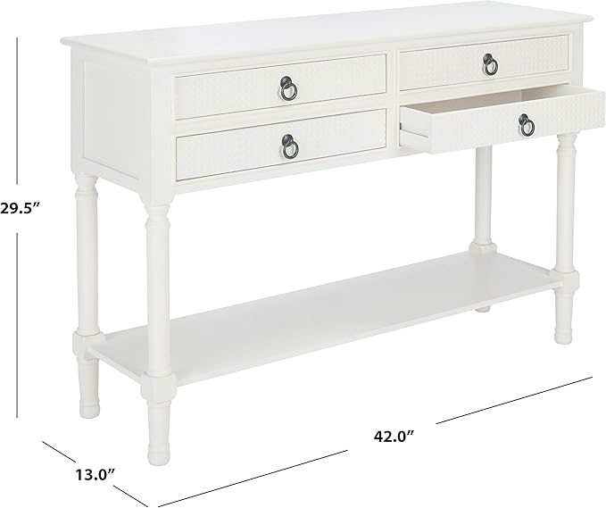 Safavieh Home Collection Haines White 4-Drawer Bottom Shelf Console Table