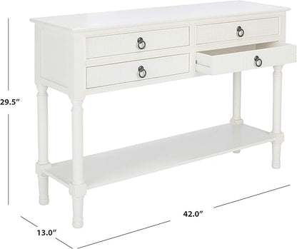 Safavieh Home Collection Haines White 4-Drawer Bottom Shelf Console Table