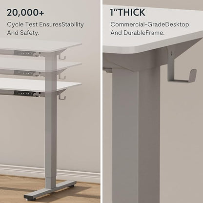 FLEXISPOT EN1 One-Piece Standing Desk 48 x 30 Inches Stand Up Desk for Workstation and Home Office (Silver Frame + 48 inches White Top, 2 Packages)