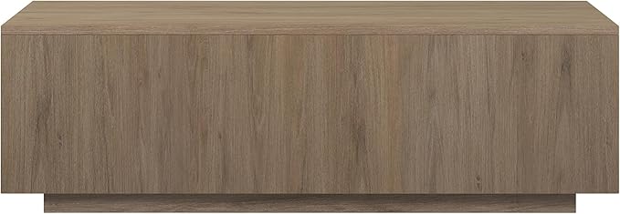 Henn&Hart 48" Rectangular Low-Profile Wood Coffee Table for Living Room, Family Room, or Office, Antiqued Gray Oak