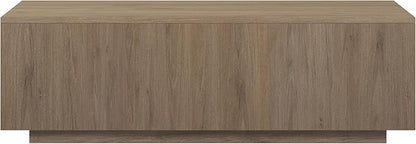 Henn&Hart 48" Rectangular Low-Profile Wood Coffee Table for Living Room, Family Room, or Office, Antiqued Gray Oak
