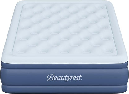 Beautyrest Supreme Air, Cal-King Size Air Mattress with Built-in Pump, Raised Inflatable Bed, Puncture-Resistant Vinyl, Auto Shut-Off, 650lb Support, Guest Bed, Camping Airbed, 3-Year Warranty