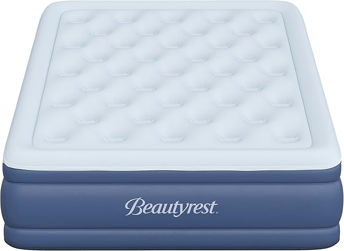 Beautyrest Supreme Air, Full Size Air Mattress with Built-in Pump, Raised Inflatable Bed for Adults, Puncture-Resistant Vinyl, Auto Shut-Off, 650lb Support, Guest Bed, Camping Airbed, 3-Year Warranty