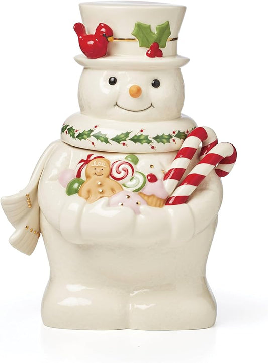 Lenox 896362 Happy Holly Days Snowman Cookie Jar, Christmas & Holiday Decor