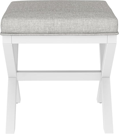 Hillsdale Somerset Backless Wood Vanity Stool for Makeup Room or Bathroom, White