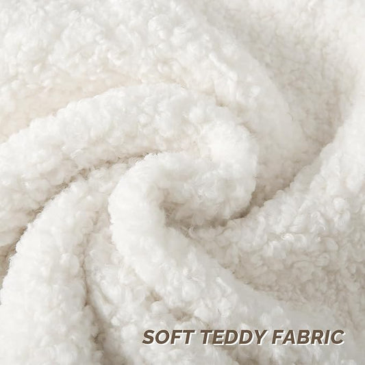 FUTEI Cream White Throw Pillow Covers 20x20 Inch Set of 2,Furry Faux Fur Teddy Boucle Textured Cushion Covers,Soft Fluffy Decorative Pillow Case,Home Decor for Couch Bed Living Room Office Car
