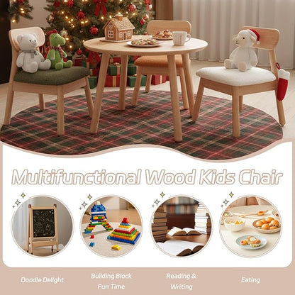 Kid Chair, Shepra Toddler Chairs Comfy Reading Chair for Kids Bedroom, Activity Table Chairs with Solid Wood Legs, Little Kids Furniture Wooden Stool for Children Playroom/Nursery/Gifts, White