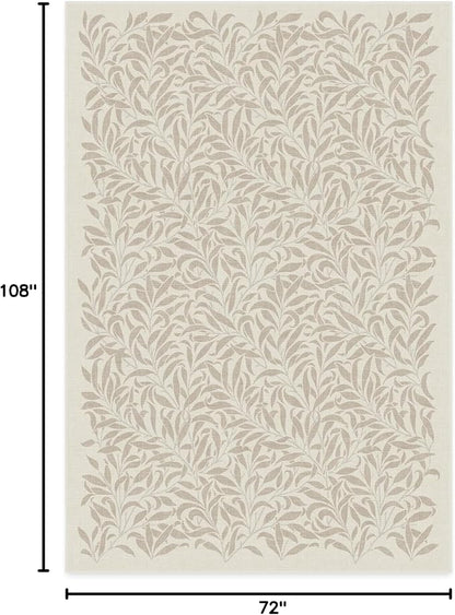 RUGGABLE x Morris & Co Machine Washable Area Rug – Pure Willow Boughs Natural 6x9, Stain-Resistant, Non-Slip – Medium Rugs for Living Room, Bedroom, Hallway, Entryway & Office–with Cushioned Pad