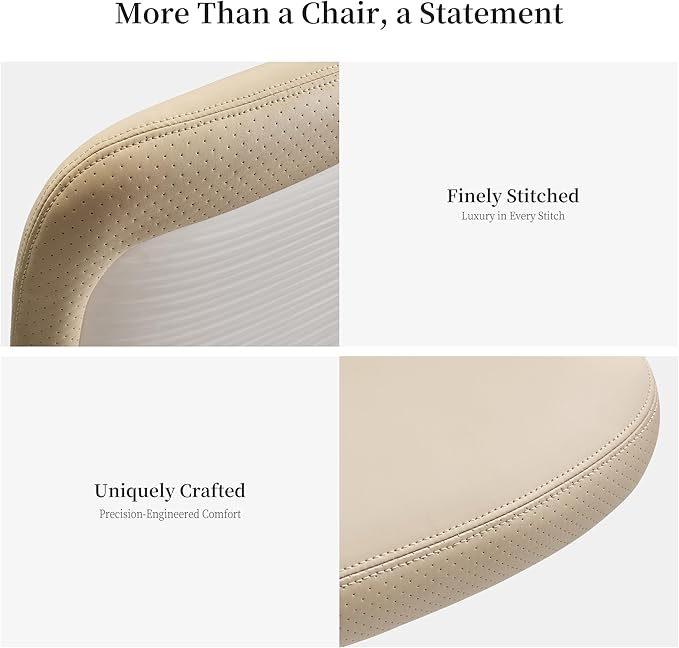 EUREKA ERGONOMIC Remi High Back Office Chair, PU Leather Office Chair with Wheels, Leather Desk Chair, Executive Office Chair Comfy for Home & Office, Beige