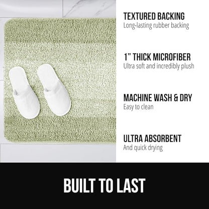 GORILLA GRIP Ultra Soft Plush Bathroom Rugs with Textured Rubber Backing, Absorbent Quick Dry Bath Mat, Machine Washable Shower Mats, Home Décor Accessories Bathmat Rug Essentials, 30 x 18 Sage