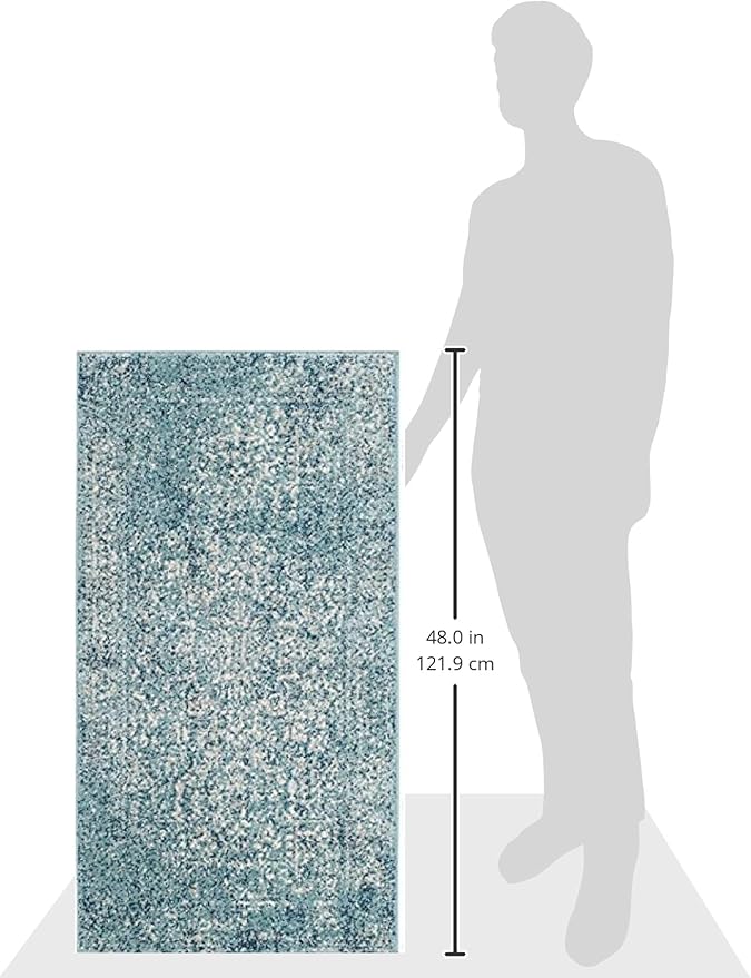 SAFAVIEH Evoke Collection 2'2" x 4' Blue/Ivory EVK256C Oriental Distressed Non-Shedding Living Room Bedroom Accent Rug