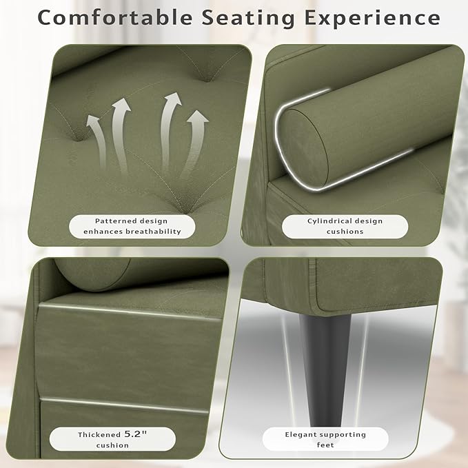 MELLCOM 38" Oversized Accent Chair Armchair Over Sized Chairs for Living Room Comfy,Large Modern Chair and A Half & Oversized Living Room Chairs,Wide Accent Armchair for Bedroom Green