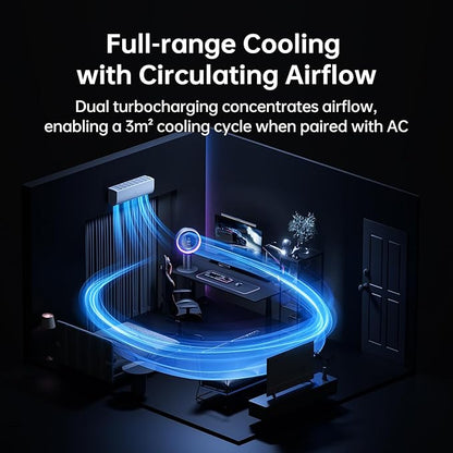 JISULIFE Table Purifier Fan, 3-in-1 Air Purifier Cool: HEPA H11 Filter, 7-Color RGB Light, 100-Speed, 10000mAh Battery, 120° Oscillating Desktop Fan for Gaming/Office Desk