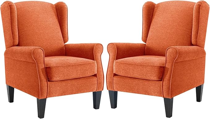 Accent Chair for Living Room Set of 2, High Back Reading Armchairs with Removable Seat Cushion, Mid-Century Single Couch in Fabric, Modern Ergonomic Wingback Chair for Bedroom,Club, Balcony