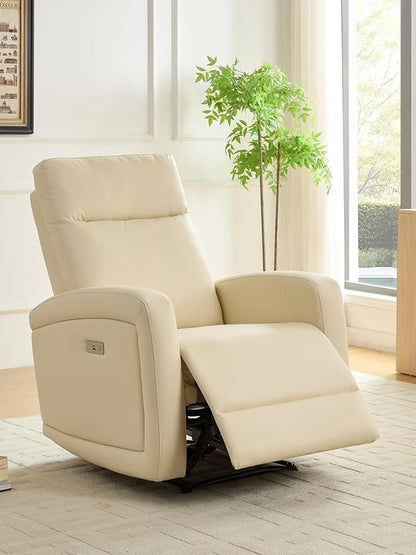 Power Recliner Chairs for Living Room,Wall Hugger Recliners with Power Headrest Type-C Charger, Leather Electric Recliner Chair for Adult, Black