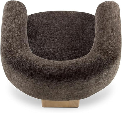 CHERS Mid-Century Modern Accent Chair, Upholstered Vintage Living Room Chairs with Wood Legs, Luxury Velvet Fabric Green Accent Chair Comfy Lounge Armchair for Reading Nook, Bedroom, Office (Espresso)