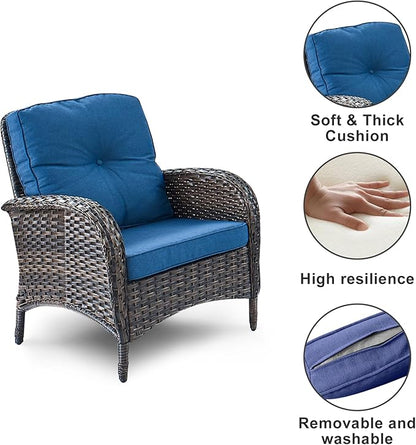 HUMMUH 9-Piece Outdoor Patio Furniture PE Wicker Patio Conversation Set,High Back Patio Couch with Ottomans Coffee Tables Outdoor Chairs for Backyard,Porch,Deck