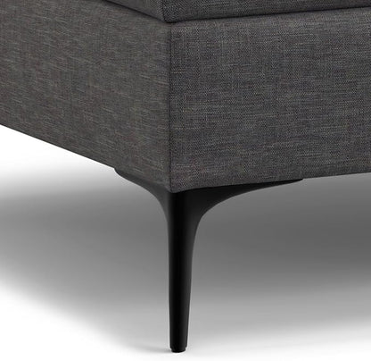 SIMPLIHOME Rebecca 36 inch Wide Contemporary Square Mid Century Coffee Table Storage Ottoman with Lift Up Lid in Slate Grey Polyester Linen, Assembled, For the Living Room, Entryway and Family Room