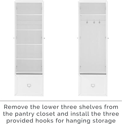 Crosley Furniture Harper 6-Piece Hall Tree, Storage Cabinet, Shoe Rack Bench, and Wall Shelf Set with Hooks, White