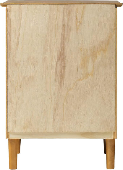 Walker Edison Russ Mid Century Modern 1-Drawer Solid Wood Nightstand Set, 2 Pack, Caramel