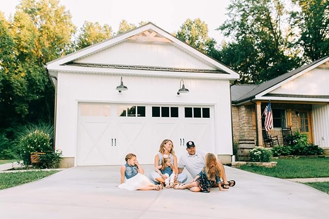 Steel Lighting Co. Gardena Barn Light | Outdoor Wall Mounted | 16" Dome | 11" Gooseneck | Farmhouse Light Made in America | Matte Black Exterior/White Interior